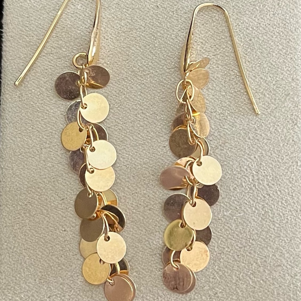 JTV Gold Disc Dangle Earrings